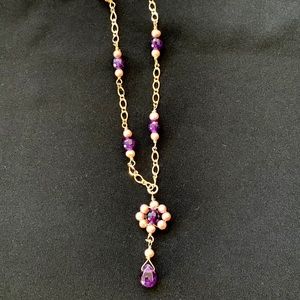 🍃Purple and Silver Necklace Clip Back Earrings